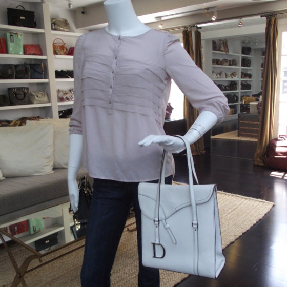 Leather Charm Tote White
