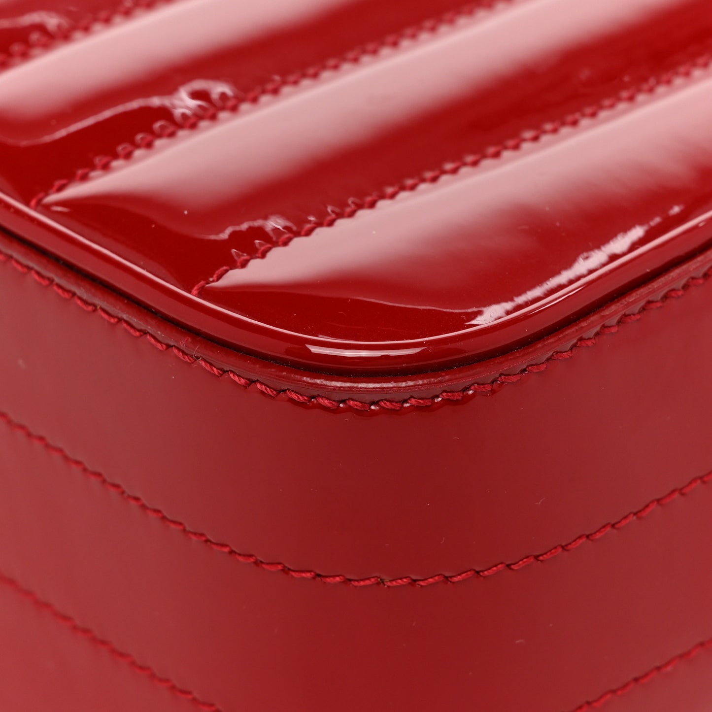 Patent Matelasse Monogram Small Vicky Chain Bag Red