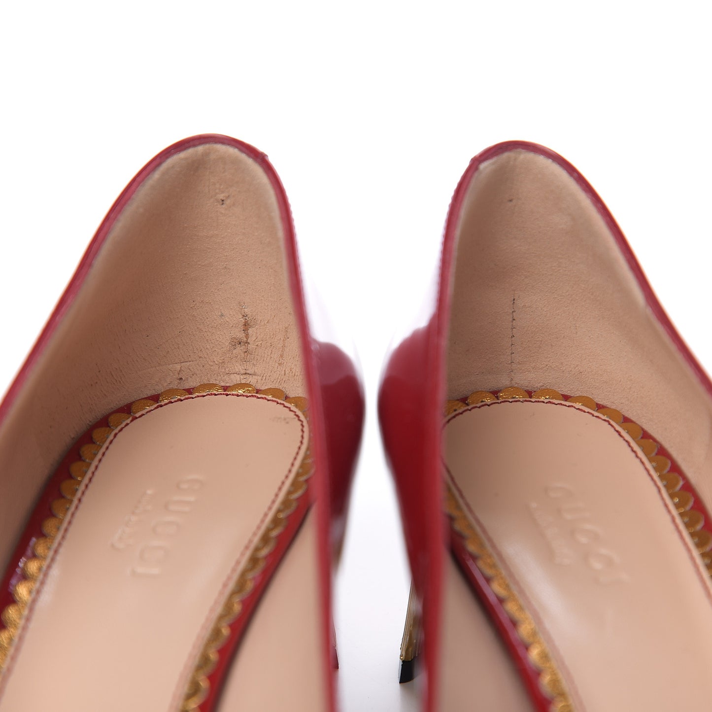 Patent Pearl Embellished Mary Jane Pumps 36.5 Red