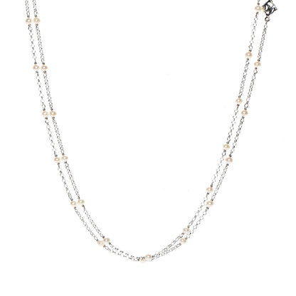 David Yurman Sterling Silver Freshwater Pearl Bead Chain Necklace 1 of 5