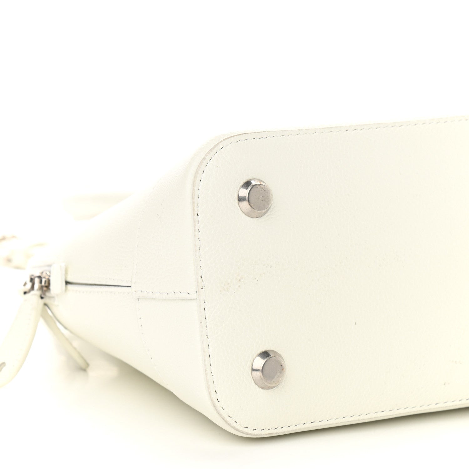 Balenciaga Grained Calfskin Logo S Ville Top Handle Bag White Black 7 of 8