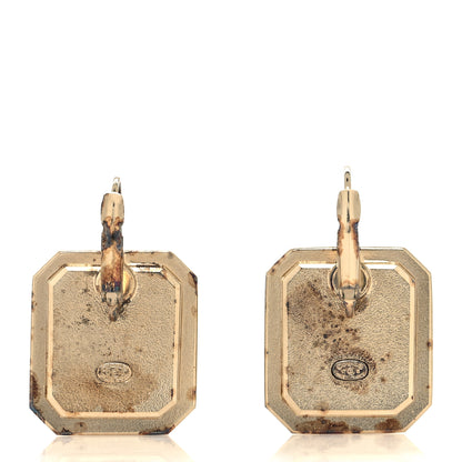 Chanel Crystal Pearl CC Square Drop Earrings Gold Pearly White 5 of 5
