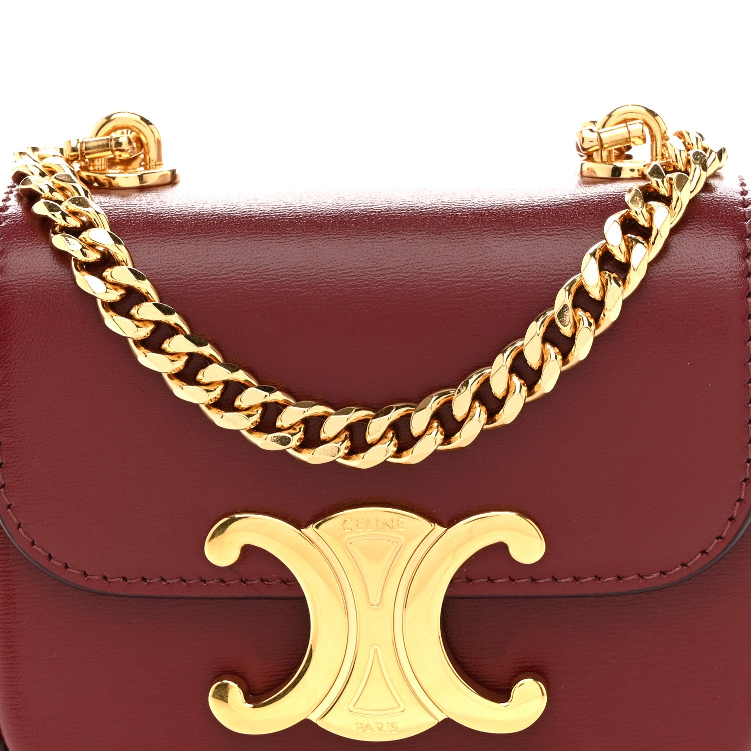 Celine Shiny Calfskin Mini Chain Claude Burgundy 8 of 11