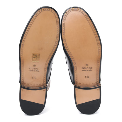 Gucci Goatskin Stripe Mens Horsebit Slingback Slippers 8.5 Black 5 of 17