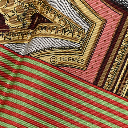 Hermes Silk Grand Theatre Nouveau Scarf 90 Bleu Vieux Rose Vert 5 of 6