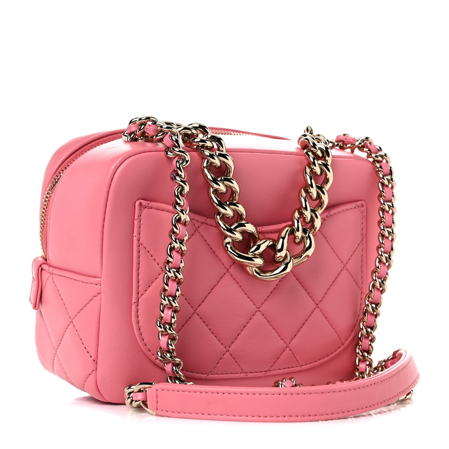 Chanel Lambskin Quilted Studded Quilted Vanity Case With Chain Rose 3 of 10