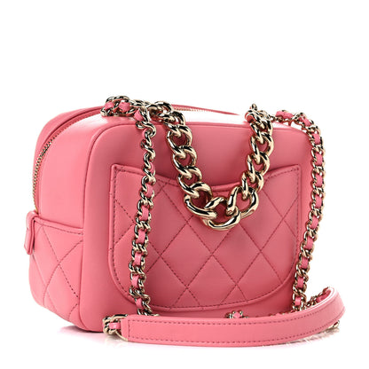 Chanel Lambskin Quilted Studded Quilted Vanity Case With Chain Rose 3 of 10