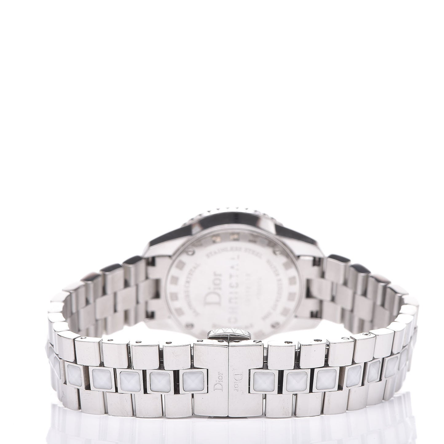 Stainless Steel Diamond Sapphire 29mm Christal Quartz Watch White