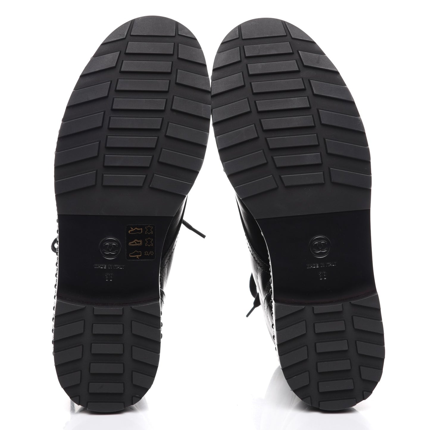 Crinkled Calfskin Pearl Combat Short Boots 38 Black