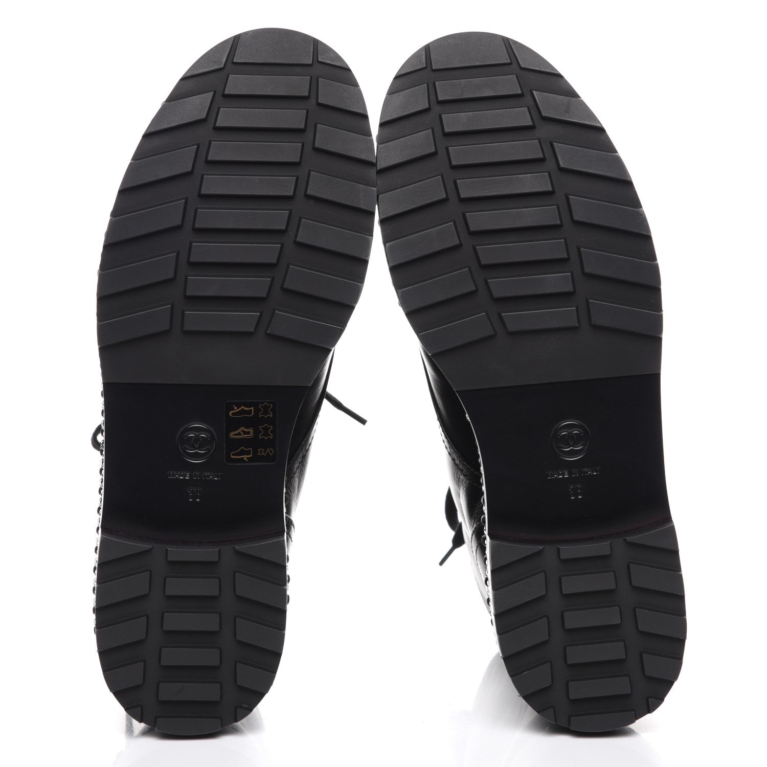 Chanel Crinkled Calfskin Pearl Combat Short Boots 38 Black 5 of 9