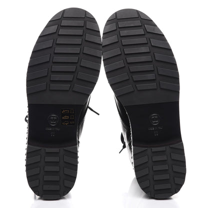 Chanel Crinkled Calfskin Pearl Combat Short Boots 38 Black 5 of 9