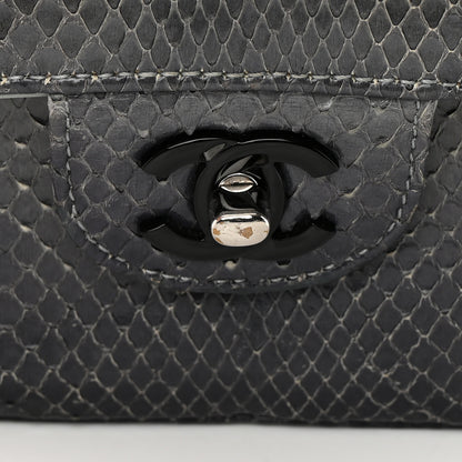 Chanel Metallic Snakeskin Medium Double Flap Light Blue 17 of 18