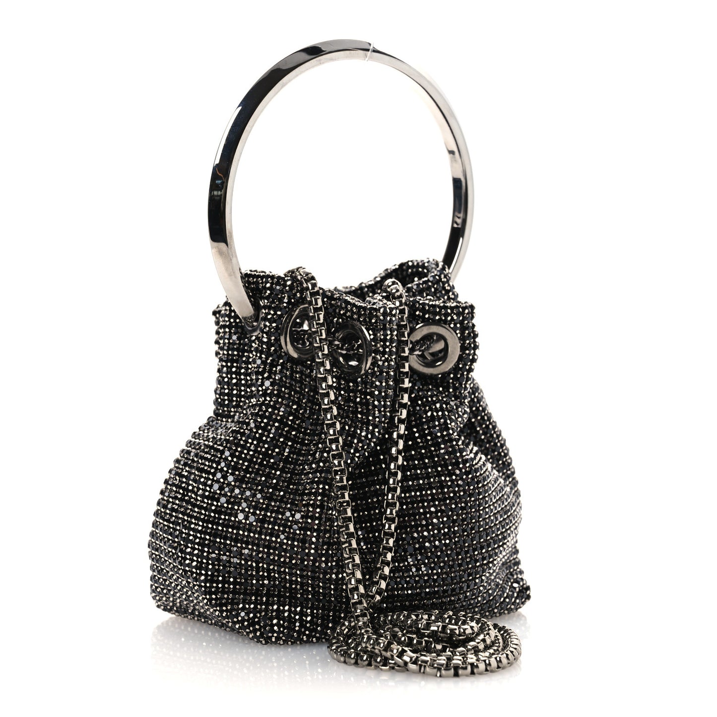 Mesh Crystal Bon Bon Bag Black