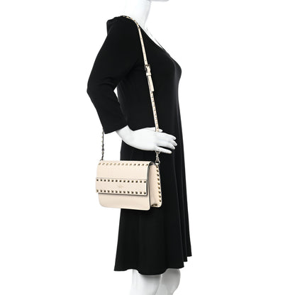 Valentino Garavani Grained Calfskin Small Rockstud Flap Crossbody Bag Light Ivory 2 of 12
