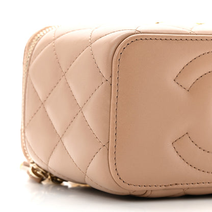 Chanel Lambskin Quilted Pearl Crush Small Vanity Case With Chain Beige 9 of 11