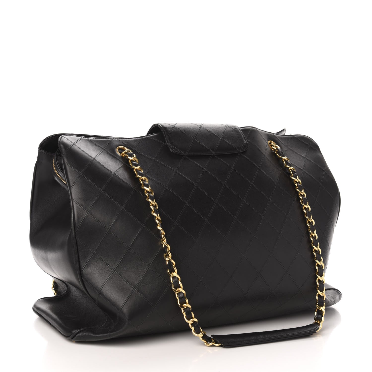 Chanel Calfskin Stitched XL Weekender Black 2 of 9