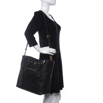 Prada Vitello Daino Tote Black 2 of 9