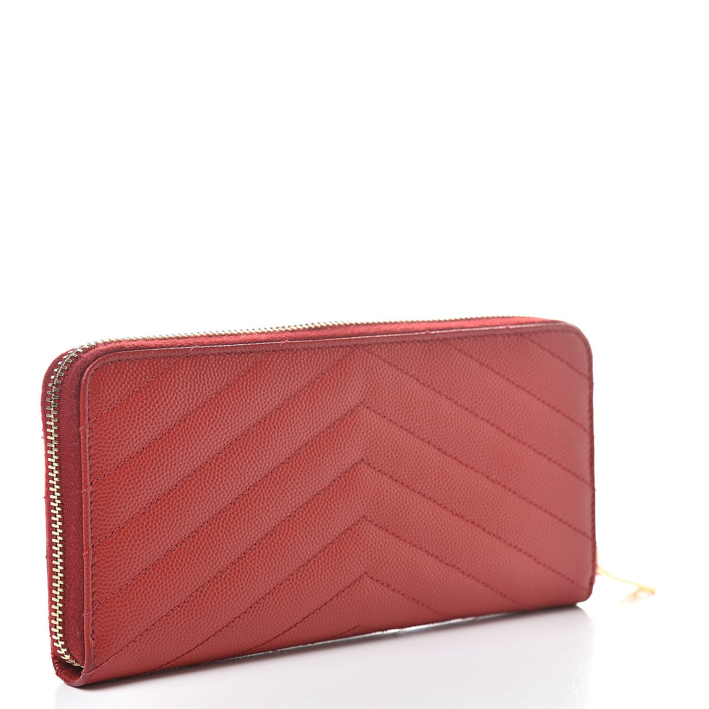 Grain De Poudre Matelasse Chevron Monogram Zip Around Wallet Lipstick Red