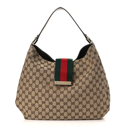 Gucci Monogram Large New Ladies Web Hobo Dark Brown 1 of 10