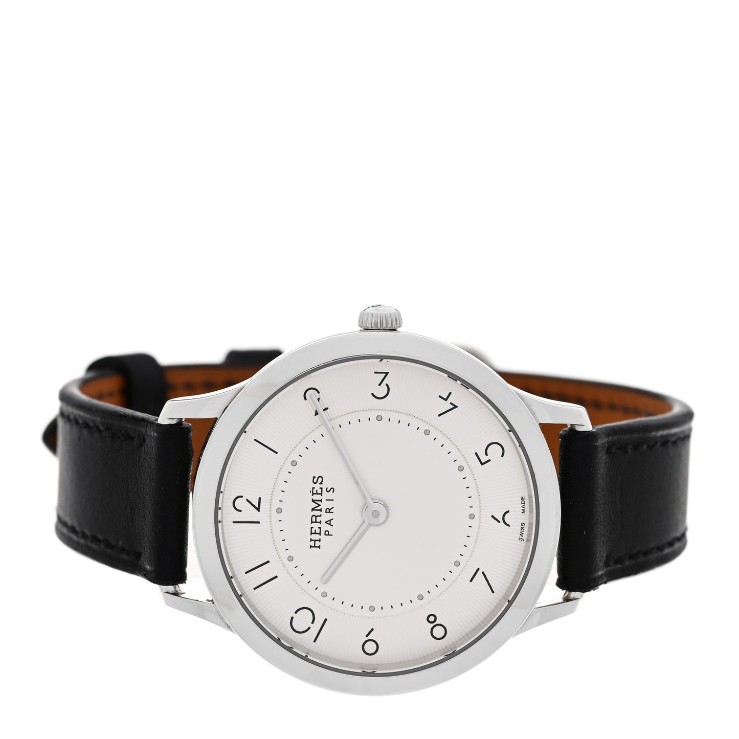 Stainless Steel Barenia 32mm Slim d'Hermes Quartz Watch Noir