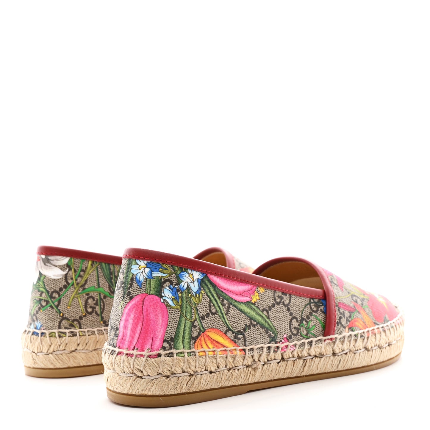 GG Supreme Monogram Tian Womens Espadrilles 36.5 Beige Ebony Multicolor Rosso