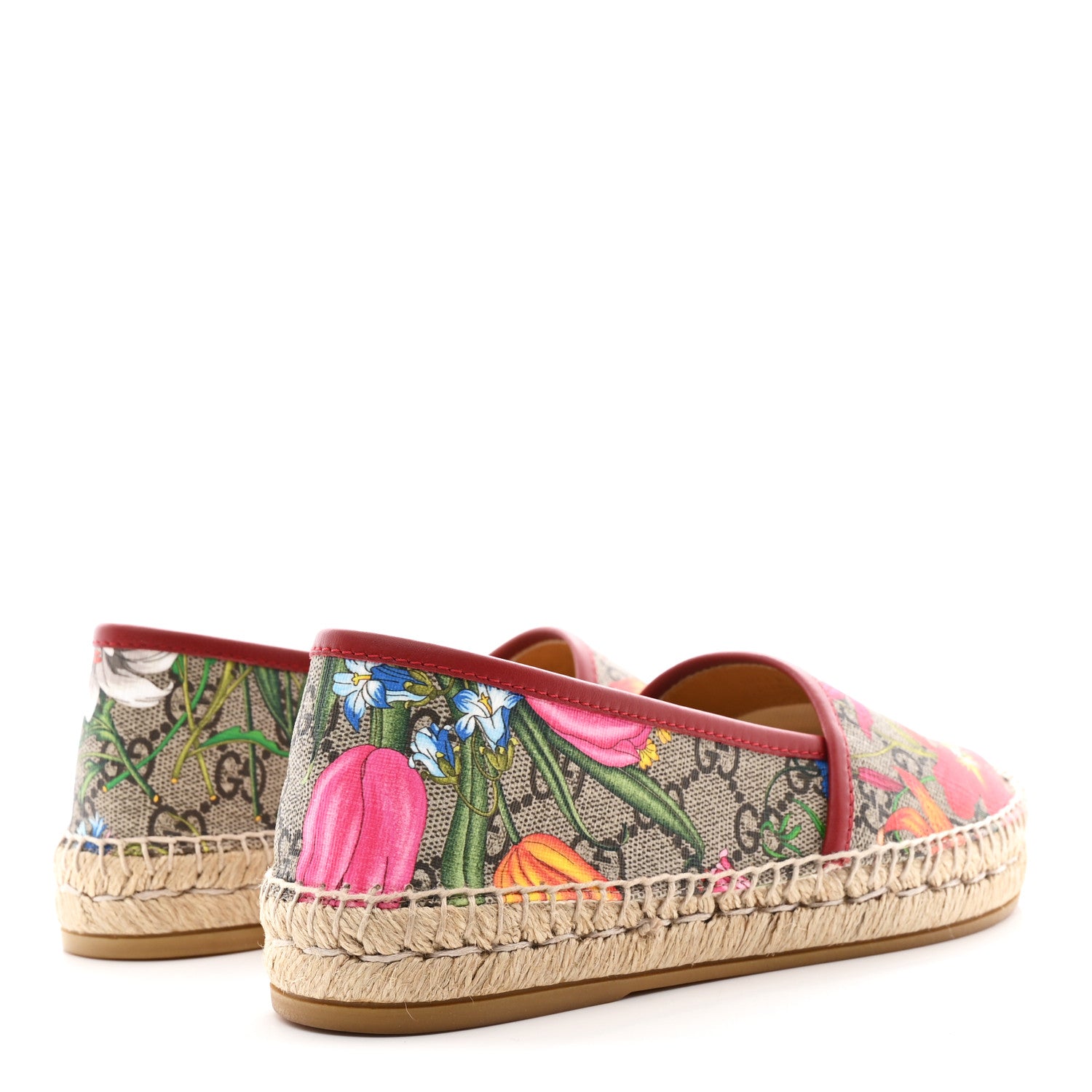 Gucci GG Supreme Monogram Tian Womens Espadrilles 36.5 Beige Ebony Multicolor Rosso 5 of 13