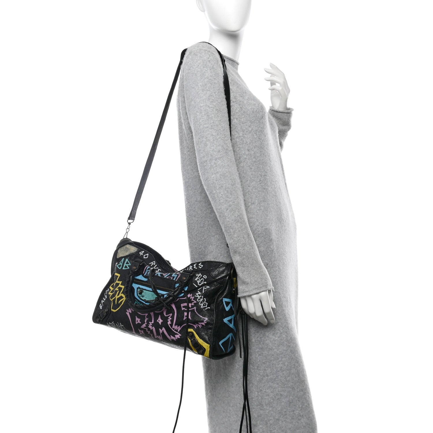 Balenciaga Agneau Graffiti All Over Classic Hardware City Black Multicolor 2 of 11