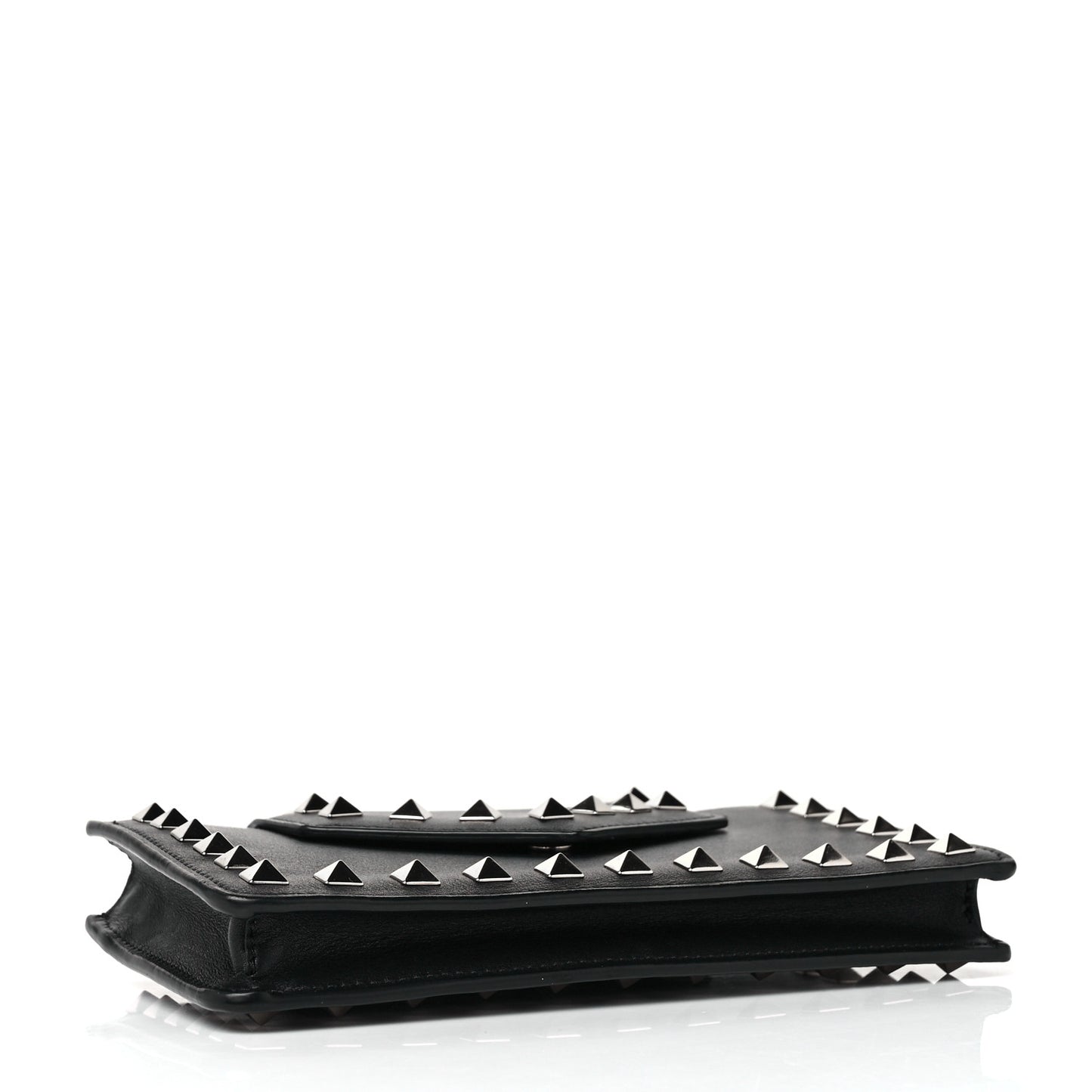 Calfskin Rockstud Phone Case With Chain Black