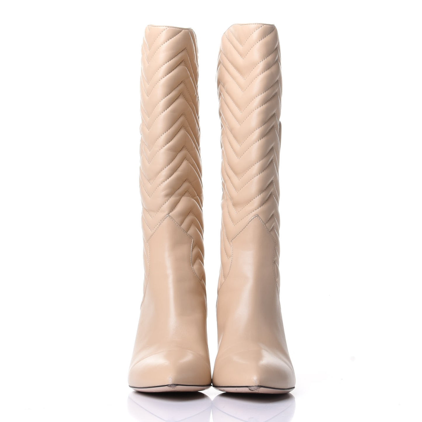 Nappa Matelasse Nina Low Heel Pointy Boots 40 Sand Storm