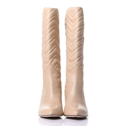 Gucci Nappa Matelasse Nina Low Heel Pointy Boots 40 Sand Storm 2 of 11