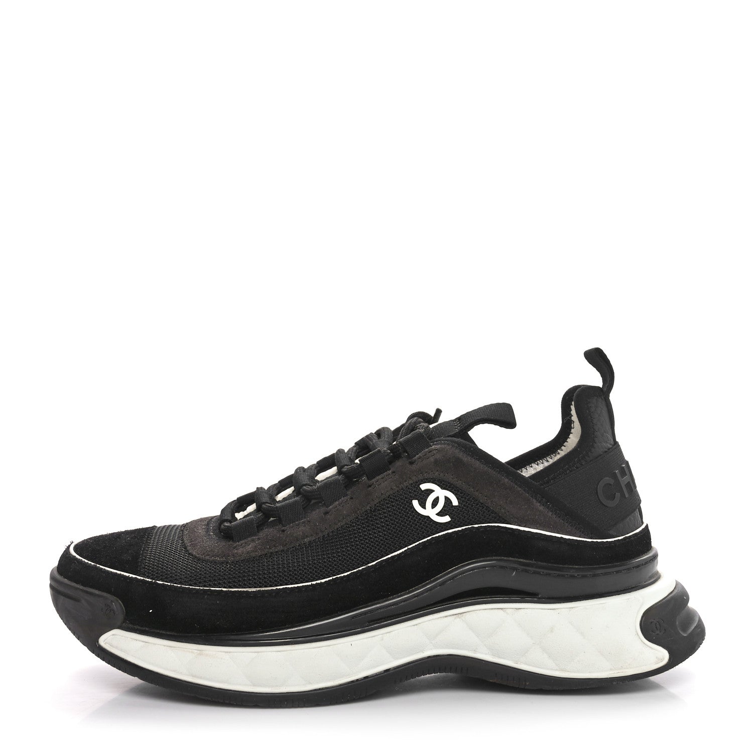 Chanel Velvet Calfskin CC Sneakers 39 Black 1 of 8