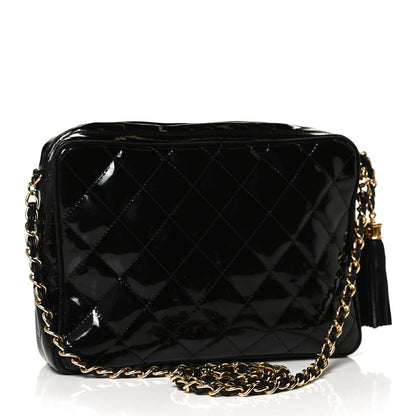 Chanel Patent Quilted Tassel Camera Case Black 3 of 11