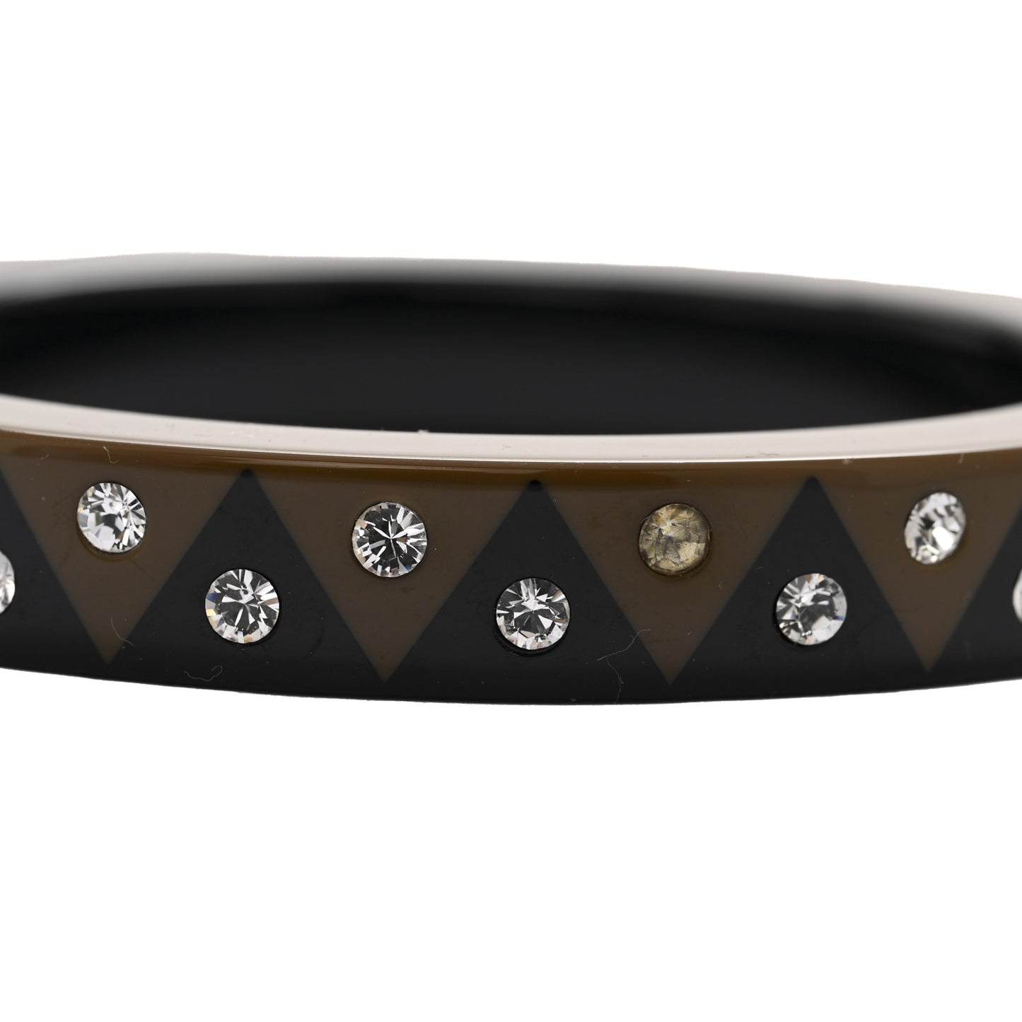 Crystal Resin Zigzag Bangle Bracelet M Black Brown