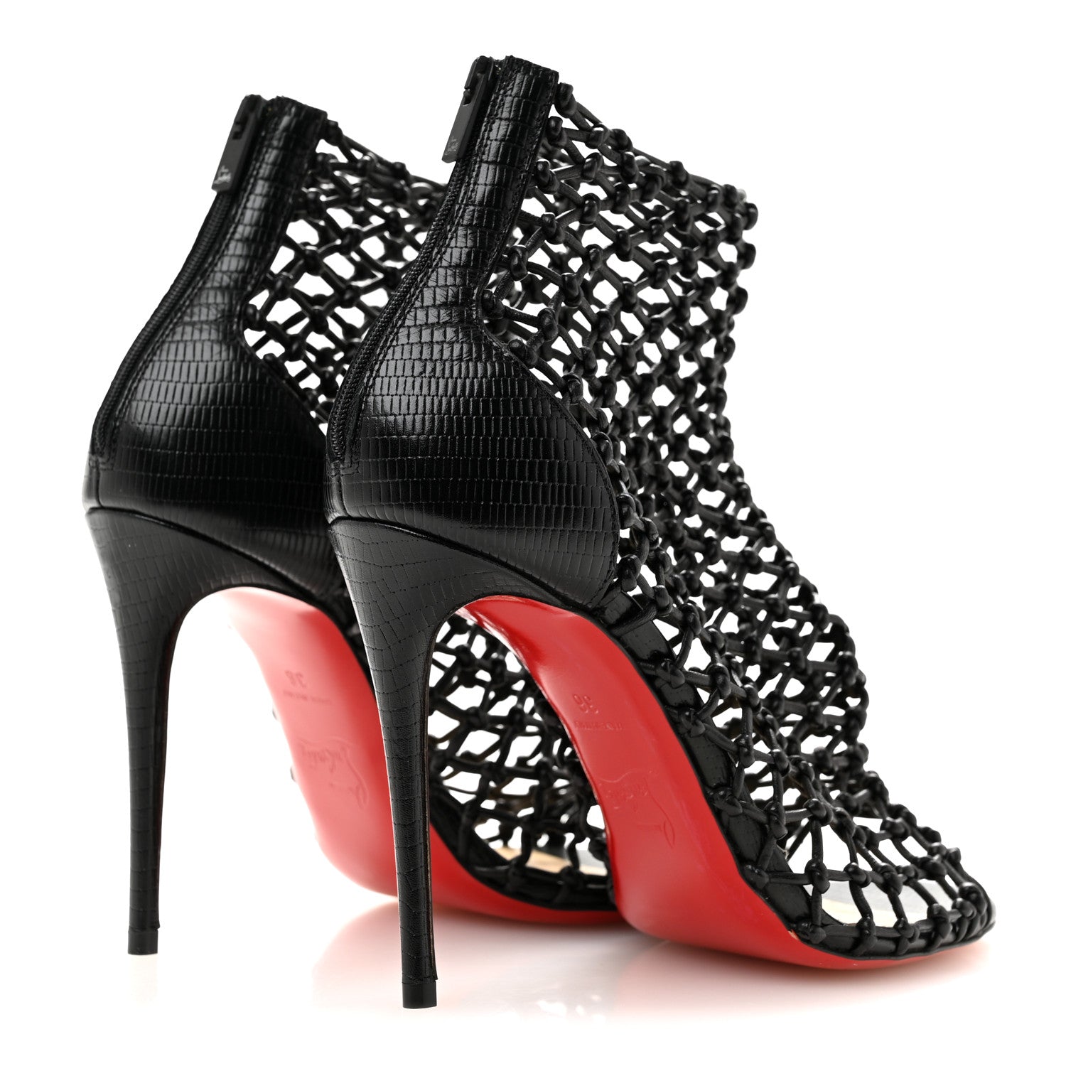 Christian Louboutin Nappa Lizard Embossed Corfou 100 Heel Sandals 36 Black 5 of 8