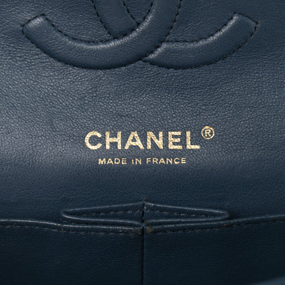 Chanel Lambskin Quilted Medium Double Flap Dark Blue 5 of 16