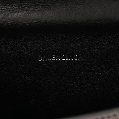 Balenciaga Shiny Calfskin Crocodile Embossed Hourglass Top Handle Bag XS Gunmetal 6 of 9