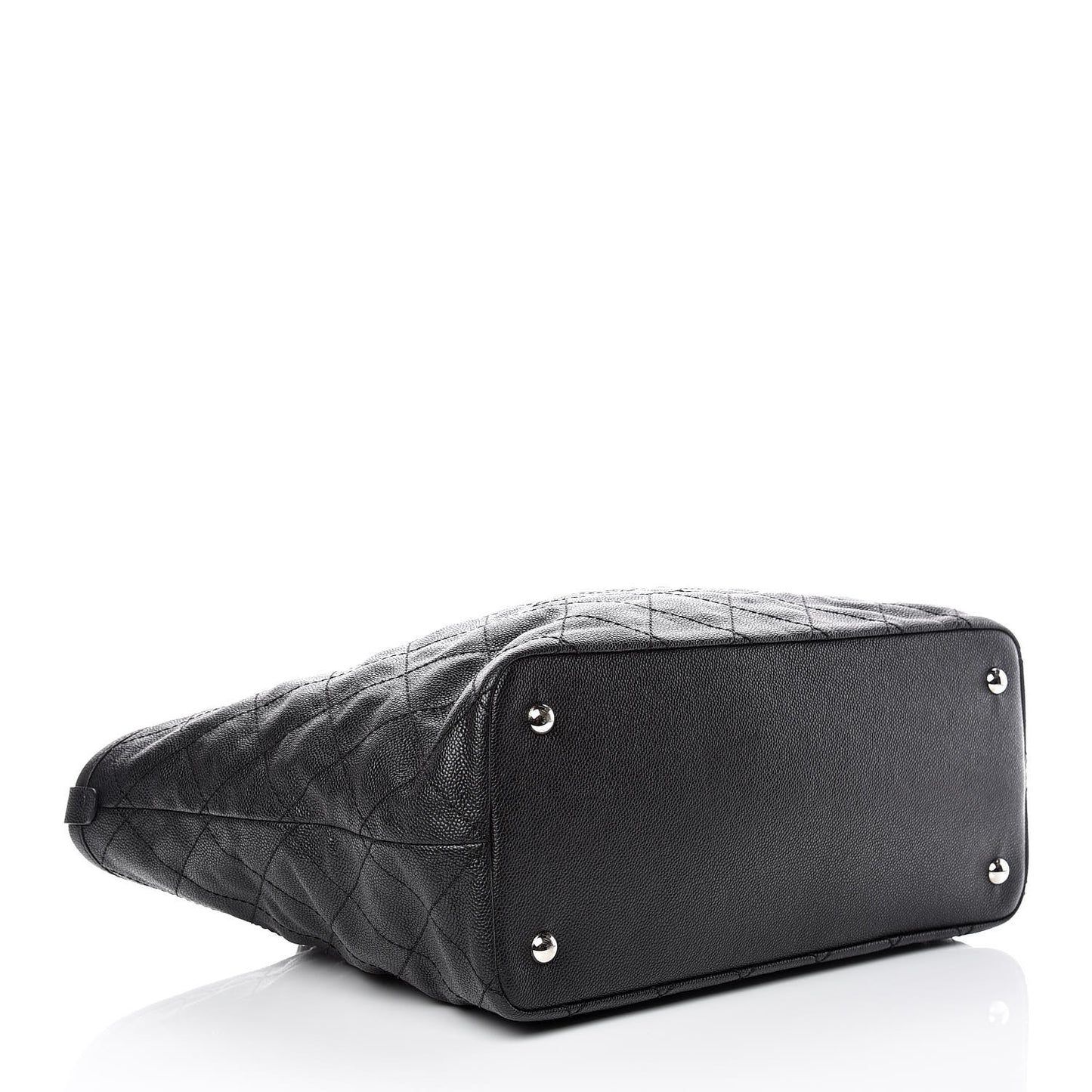 Grained Calfskin Quilted Large Daily Tote Black