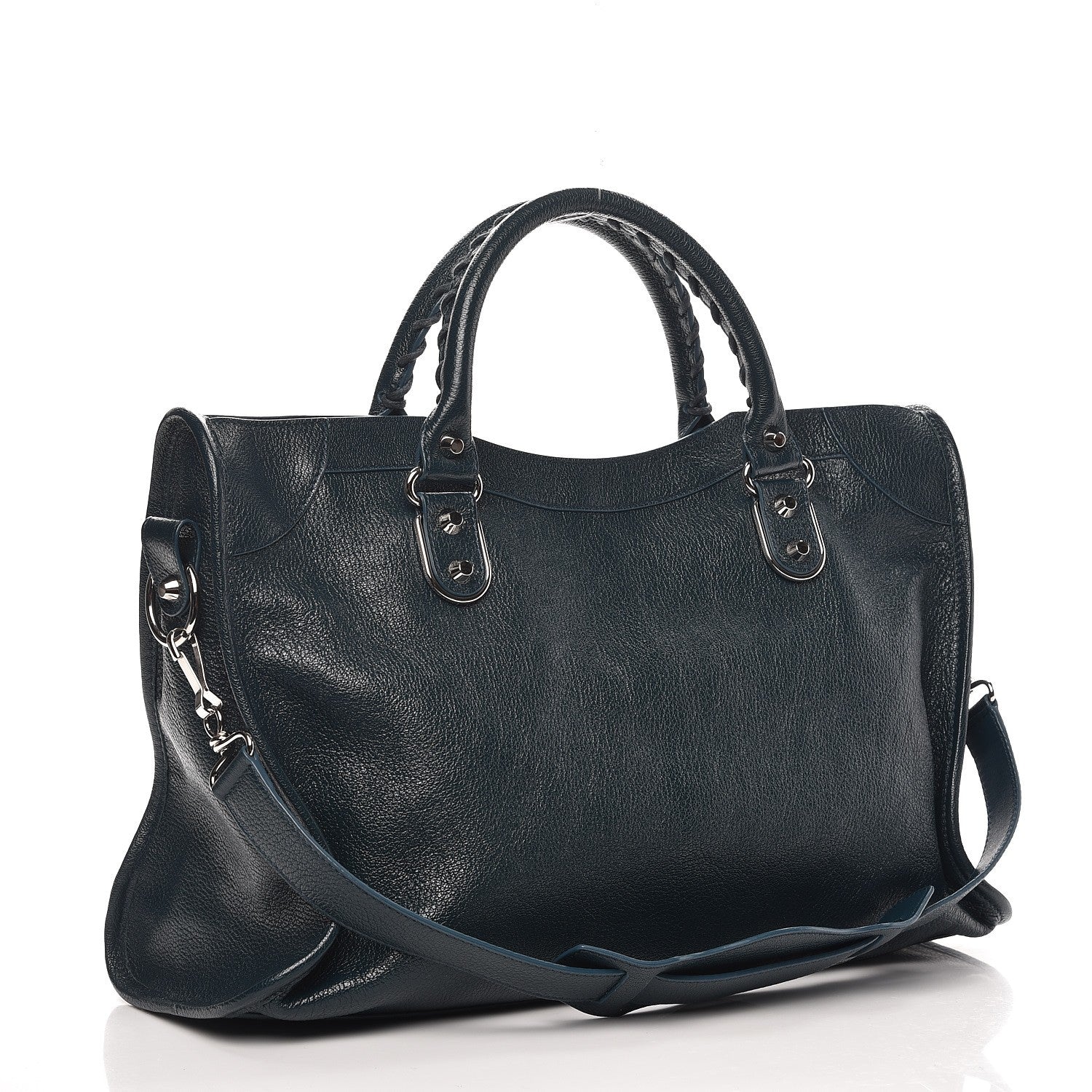 Balenciaga Chevre Silver Metallic Edge Hardware City Bleu Paon 4 of 8