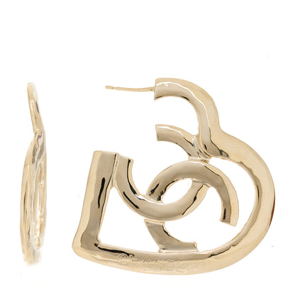 Chanel Metal CC Heart Coco In Love Hoop Earrings Gold 1 of 6