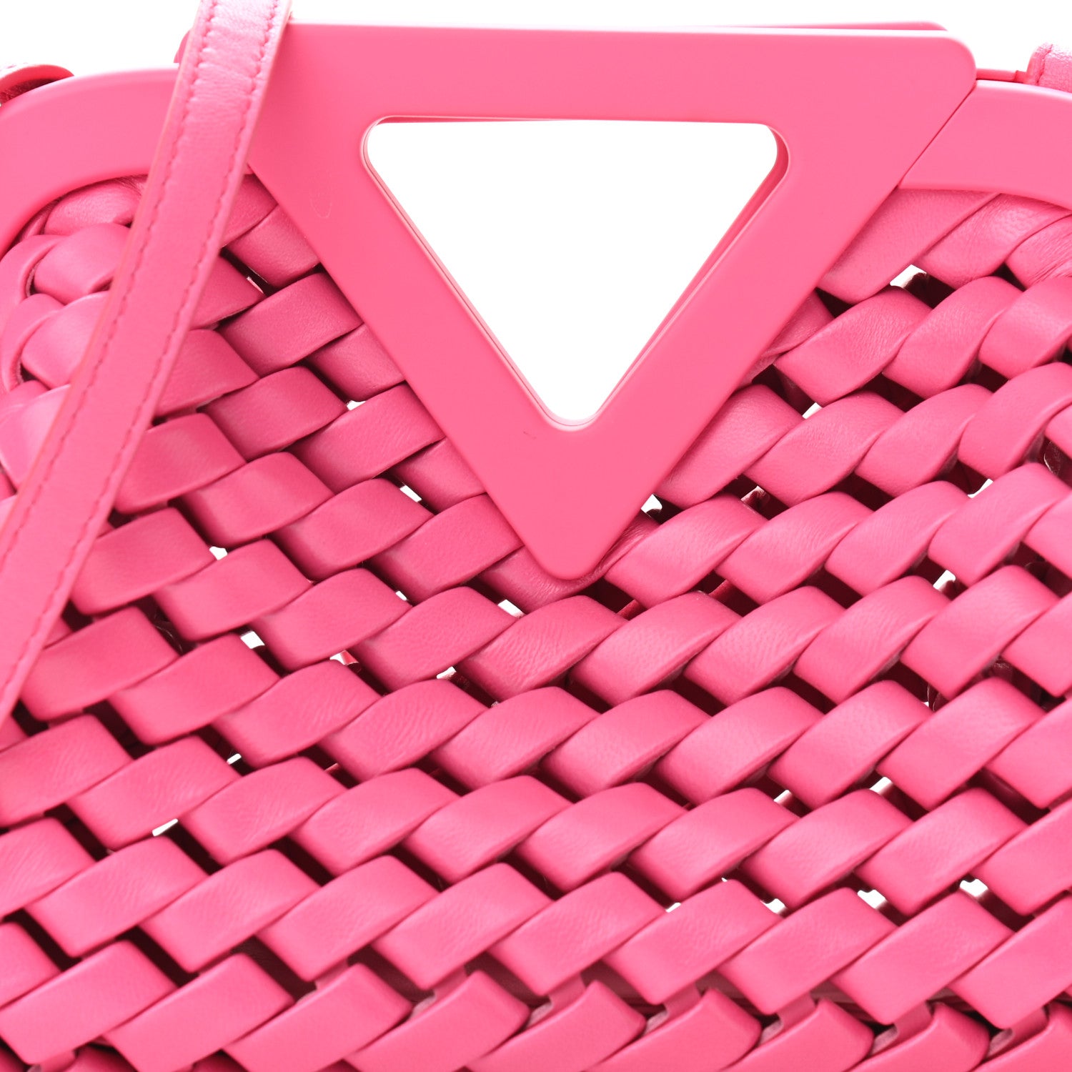 Bottega Veneta Lambskin Calfskin Slanted Intreccio Small The Point Triangle Bag Bonbon 7 of 9