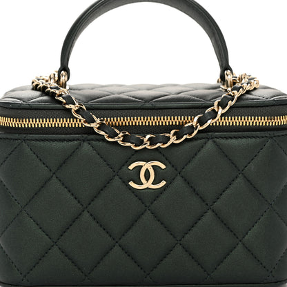 Chanel Iridescent Lambskin Quilted Small Top Handle Vanity Case With Chain Green 8 of 10