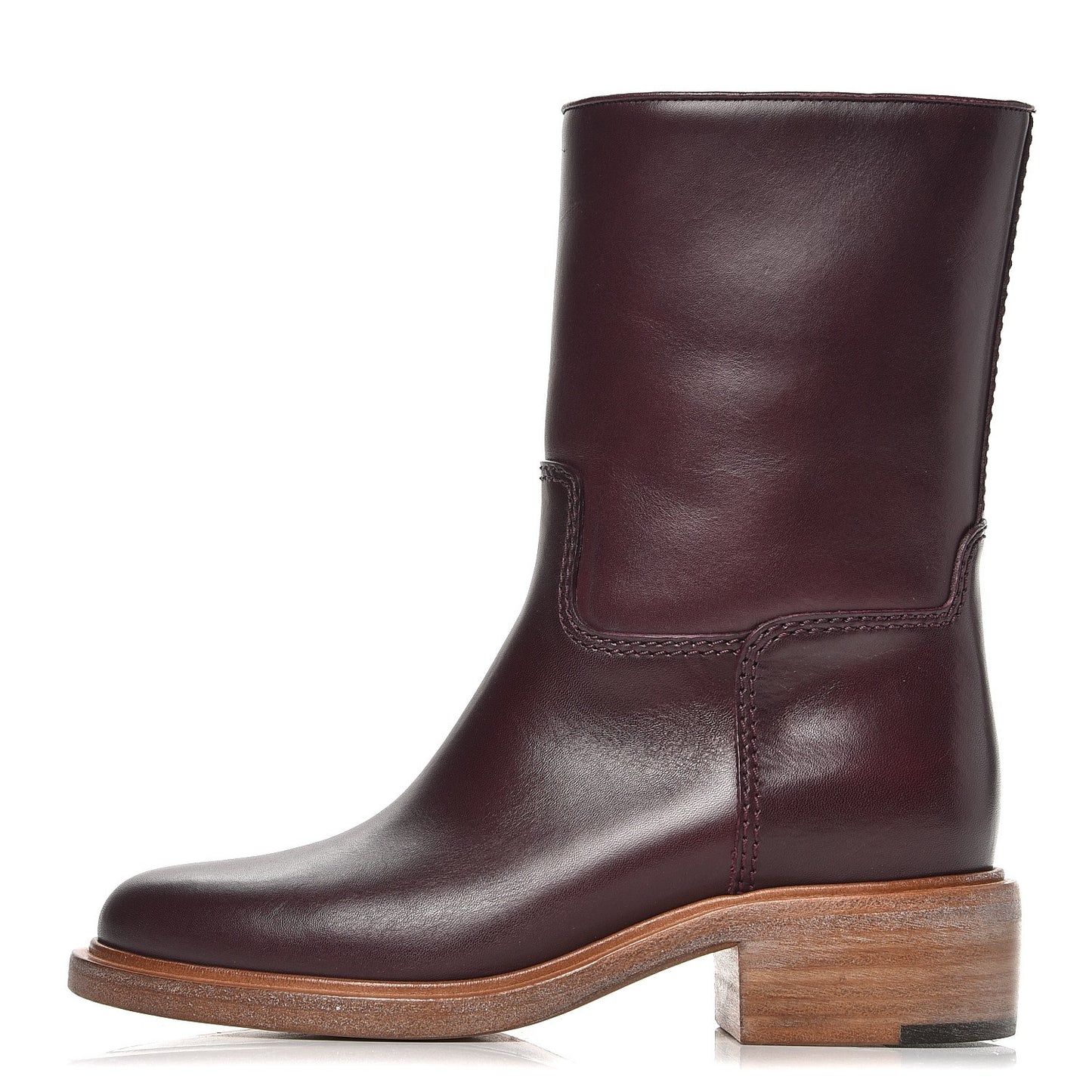 Calfskin CC Short Boots 37 Burgundy