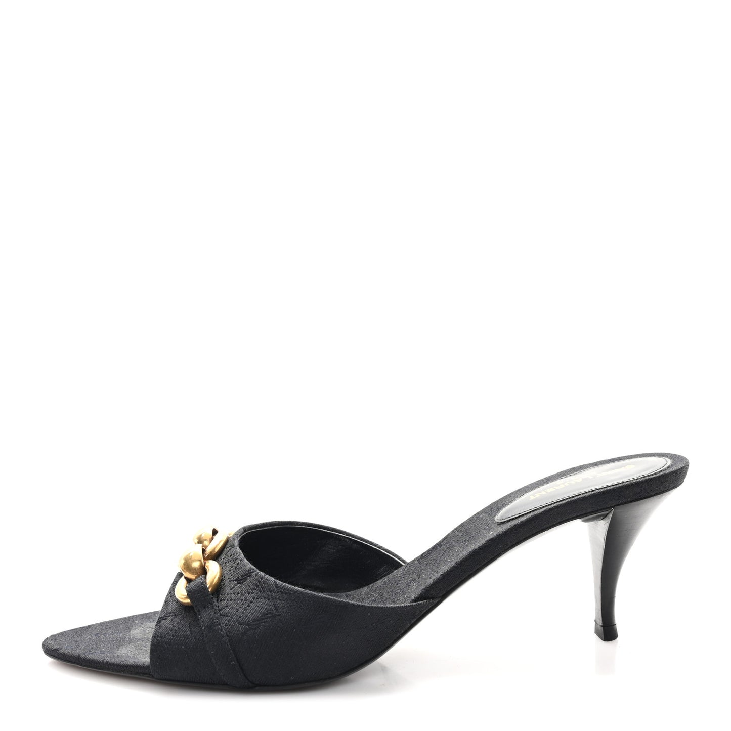 Jacquard All-Over Monogram Le Maillon 60mm Mules 38 Black