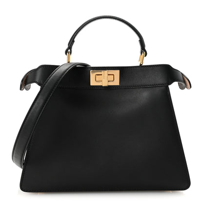 Fendi Vitello Seta Nappa Bi-Color Small Peekaboo I SEE U Satchel Black Light Rose Tortora 1 of 9