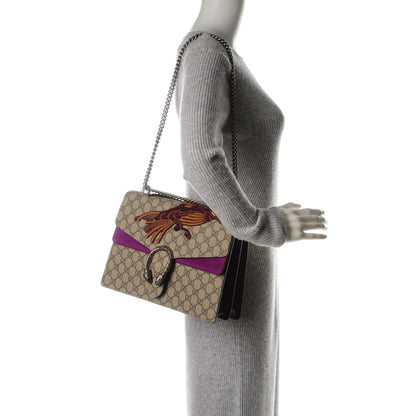 Gucci GG Supreme Monogram Bird Embroidered Medium Dionysus Shoulder Bag Purple 2 of 7