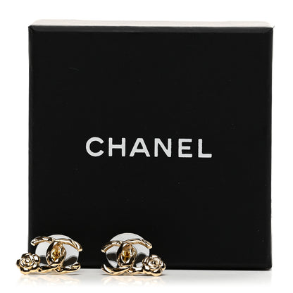 Chanel Metal Camellia CC Earrings Gold 5 of 5