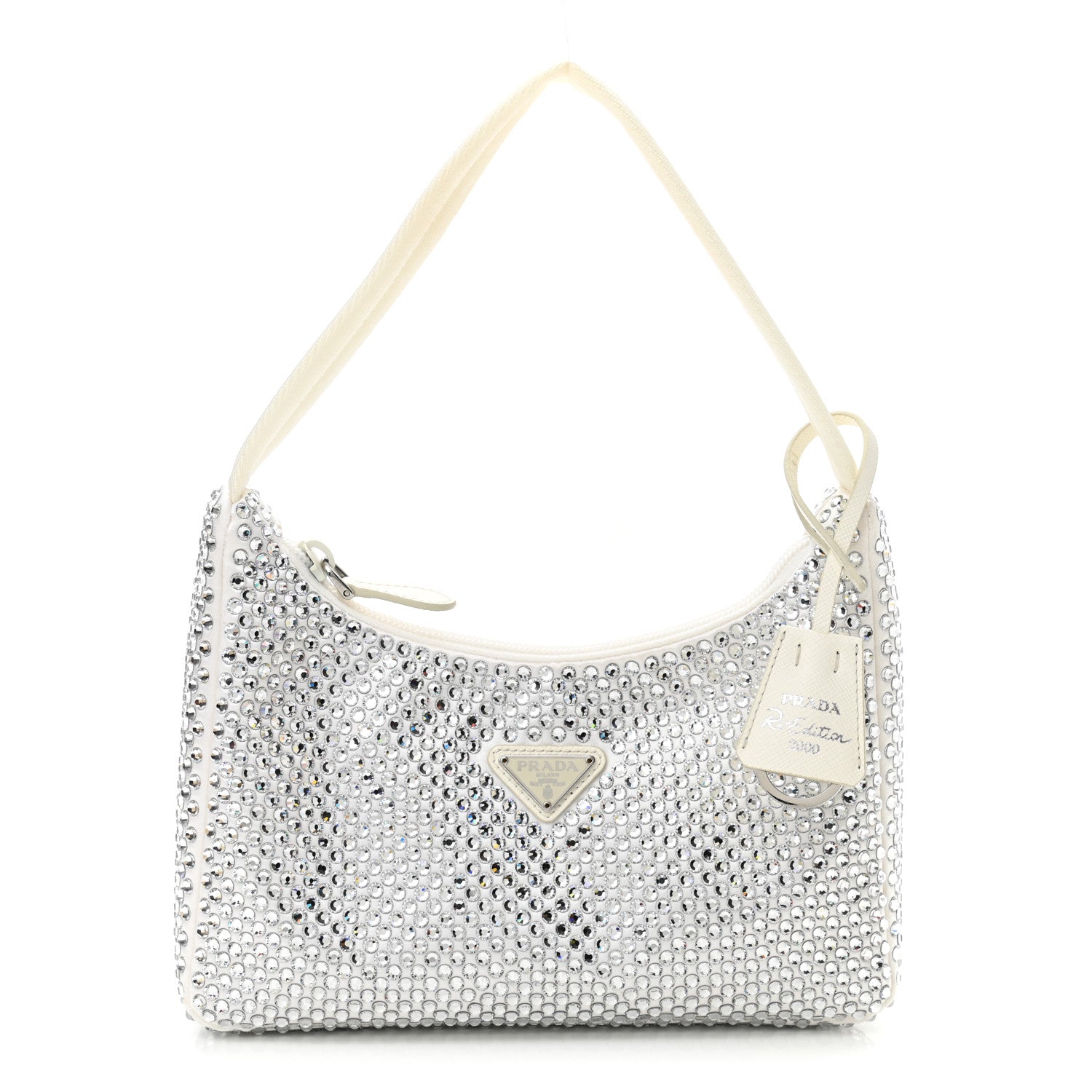 Prada Satin Crystal Mini Re-Edition 2000 Bag White 1 of 9