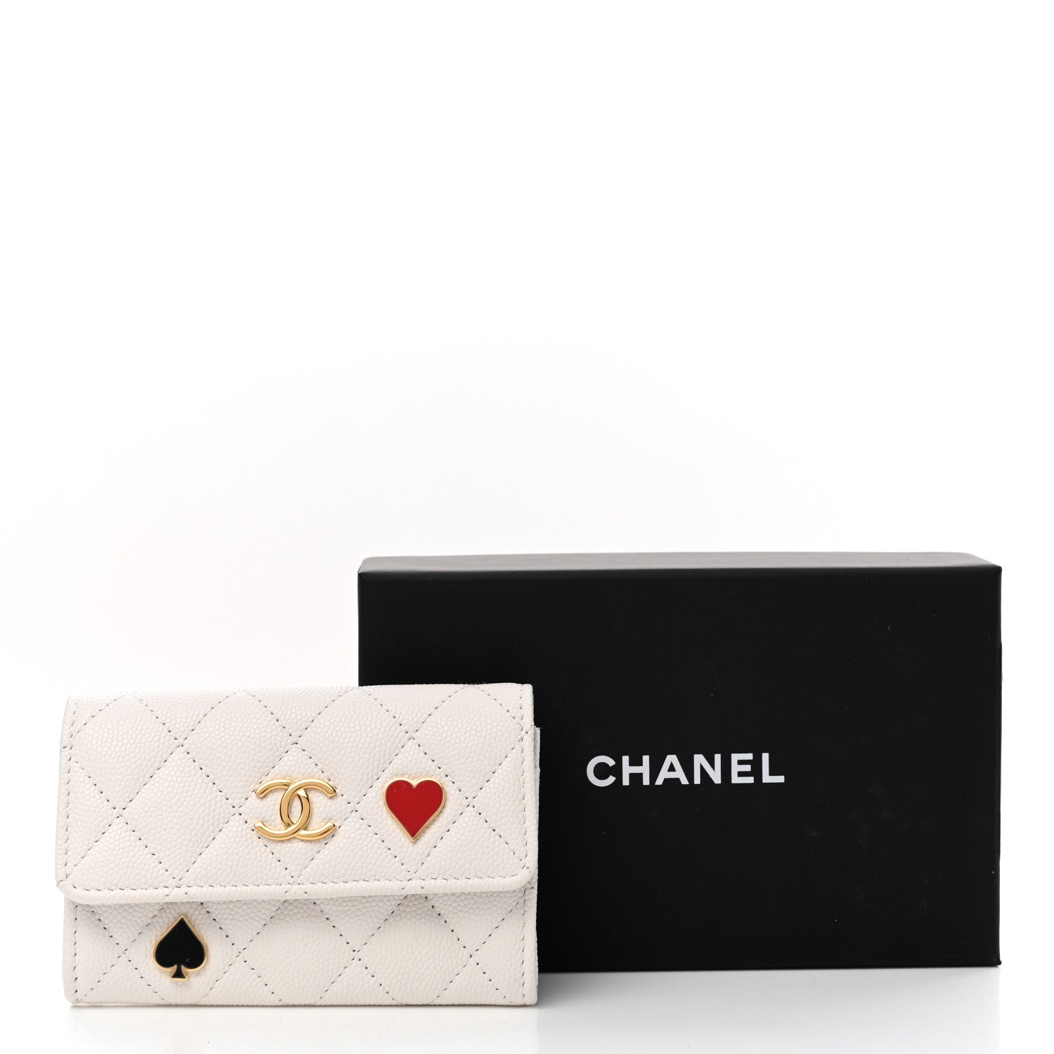 Chanel Caviar Quilted Enamel Coco Casino Flap Card Holder Wallet White 8 of 8