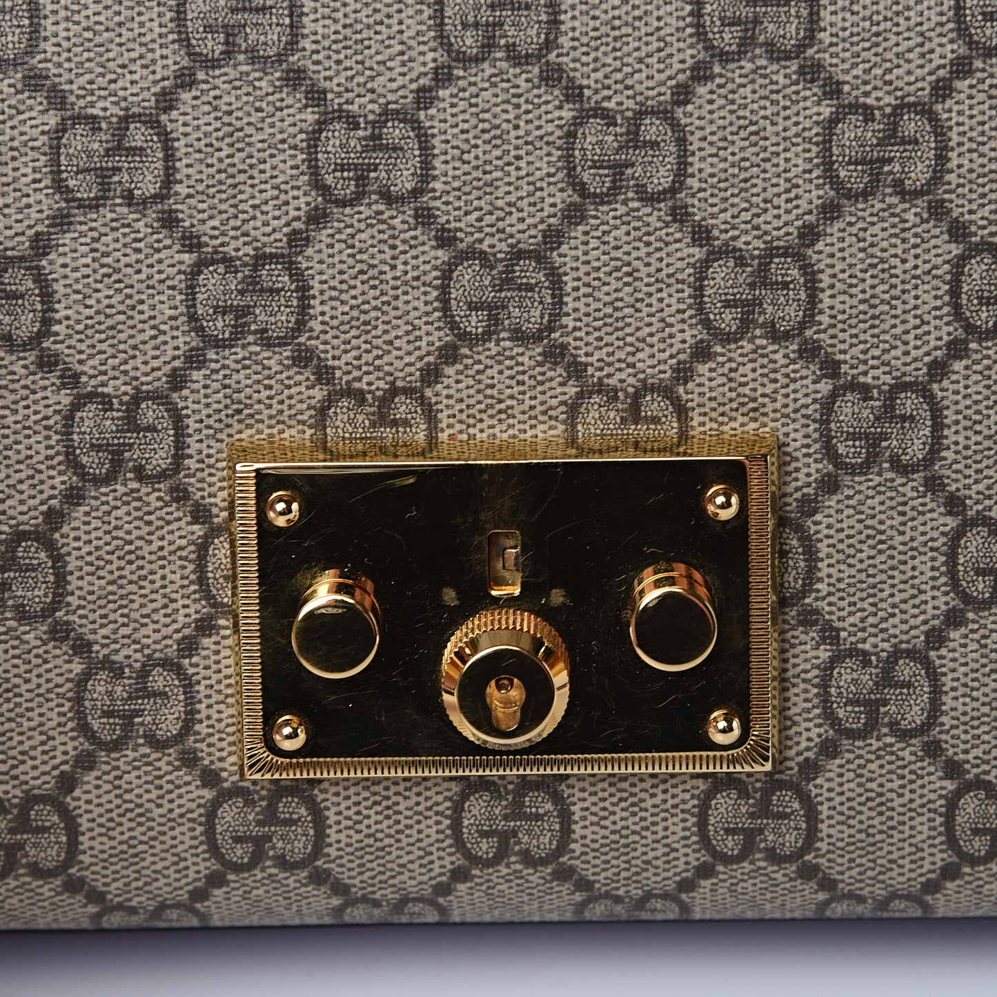GG Supreme Monogram Patent Small Padlock Shoulder Bag Multicolor