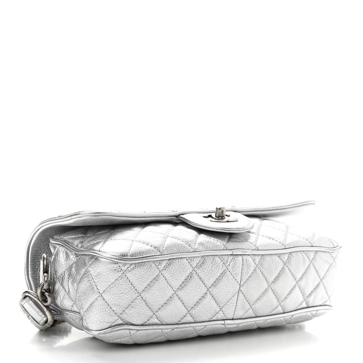 Chanel Metallic Grained Calfskin Quilted Small Casual Rock Flap Silver 4 of 10